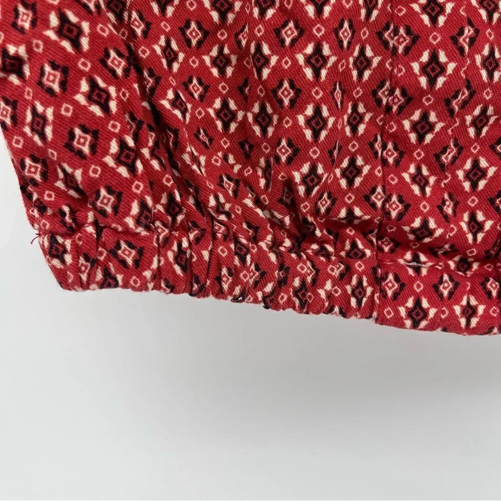 Zara Girl’s Red Abstract Aztec Print 100% Viscose Pullover Cropped Top Size 6